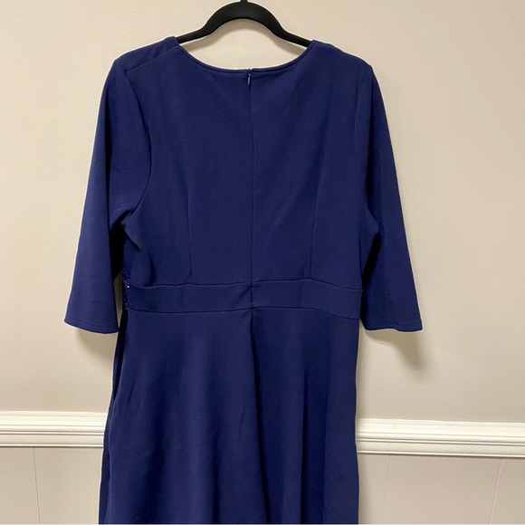 Owin Dark Blue Dress 👗 Sz XL NWT Pockets & Keyhole Neck - Picture 6 of 7